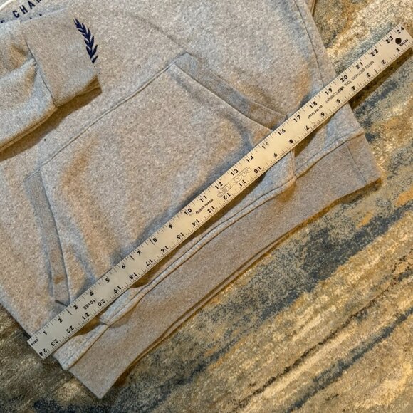 Paris Glam Hoodie – Grey Sherpa Lined Pullover Sweatshirt – Champs Élysées Embro - Picture 4 of 5